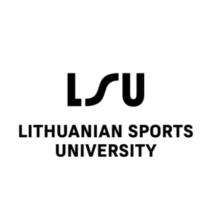 Black Lithuanian Sports University (LSU) logo on a white background, featuring stylized &ldquo;LSU&rdquo; letters above the university&rsquo;s full name in bold uppercase text.