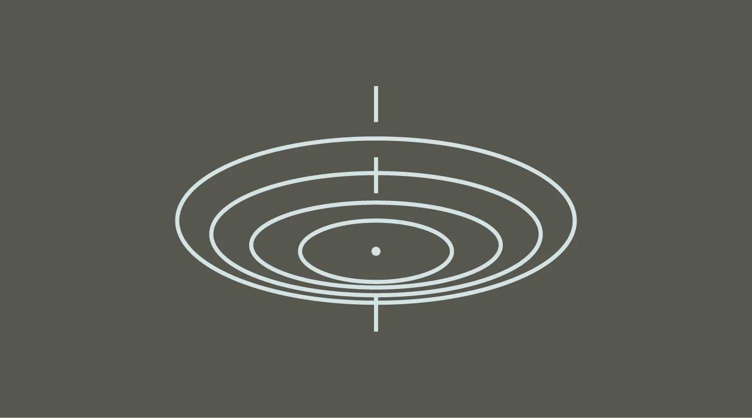 EdTech and artificial intelligence in education Minimalist icon featuring concentric elliptical rings surrounding a central dot, symbolising educational technology and artificial intelligence.