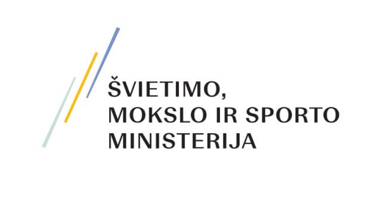 Black Lithuanian text reading &ldquo;Ministry of Education, Science and Sport&rdquo; on a white background.
